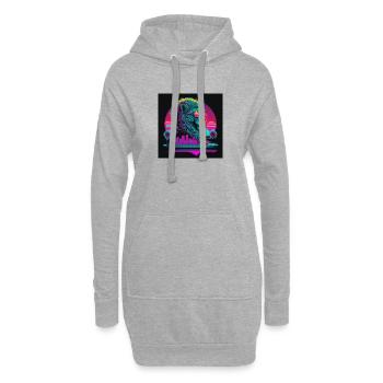 Lion aux couleurs néon, synthwave / années 80 - Sweat-shirt à capuche long Femme - gris chiné - Devant