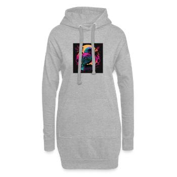 Oiseau aux couleurs néon, synthwave / 80s - Sweat-shirt à capuche long Femme - gris chiné - Devant
