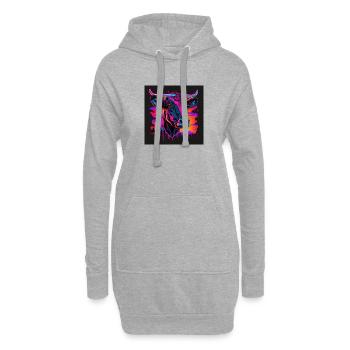 Vache aux couleurs néon, synthwave / 80s - Sweat-shirt à capuche long Femme - gris chiné - Devant