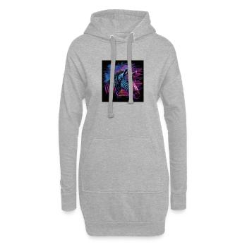 Zebra mit Neonfarben, Synthwave / 80er Jahre - Hoodie-Kleid - Grau meliert - Vorne