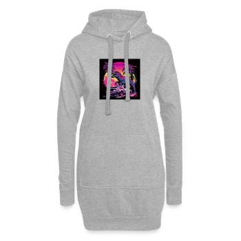 Dinosaures aux couleurs néon, synthwave / 80s - Sweat-shirt à capuche long Femme - gris chiné - Devant