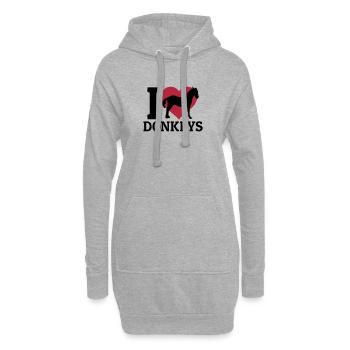 I love donkeys - Sweat-shirt à capuche long Femme - gris chiné - Devant