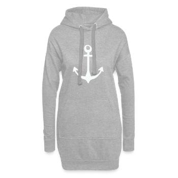 Anker, Hafen, Segeln, Hamburg, Angeln, Maritim - Hoodie-Kleid - Grau meliert - Vorne
