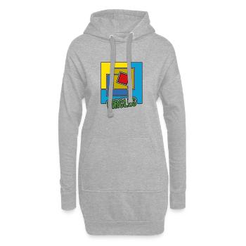 Abstraktion von Quadraten - Hoodie-Kleid - Grau meliert - Vorne