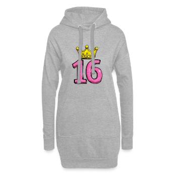 16 Zahl Krone - Hoodie-Kleid - Grau meliert - Vorne