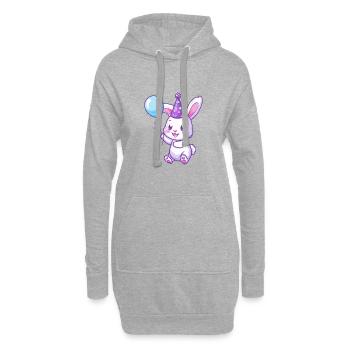 Lapin Anniversaire Bébé - Sweat-shirt à capuche long Femme - gris chiné - Devant