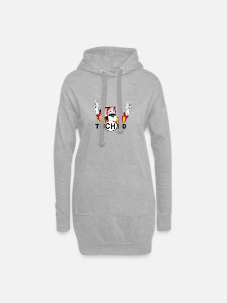 Techno, Wiltsch, Frech, Schweiz - Hoodie-Kleid - Grau meliert