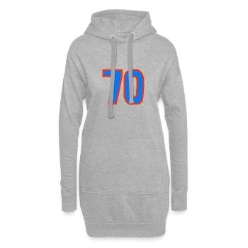 70. 70 ANS. 70e ANNIVERSAIRE. ANNIVERSAIRE 70 ANS. - Sweat-shirt à capuche long Femme - gris chiné - Devant