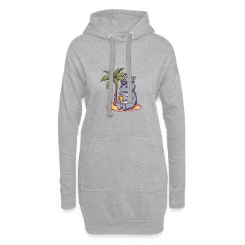 Palmier d’été de l’île Hippopotamus - Sweat-shirt à capuche long Femme - gris chiné - Devant