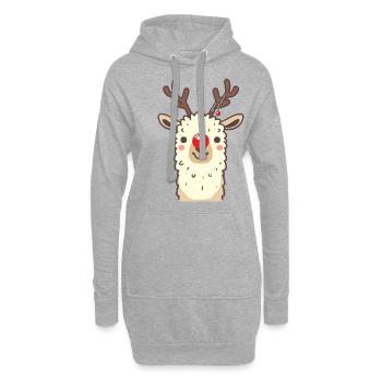 Lama Alpaka Weihnachten - Hoodie-Kleid - Grau meliert - Vorne