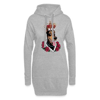 Doberman Pinscher avec couronne et grandes roses - Sweat-shirt à capuche long Femme - gris chiné - Devant
