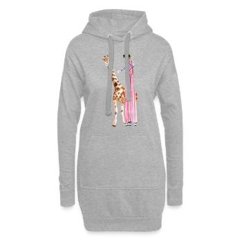Clown de cirque avec girafe - Sweat-shirt à capuche long Femme - gris chiné - Devant