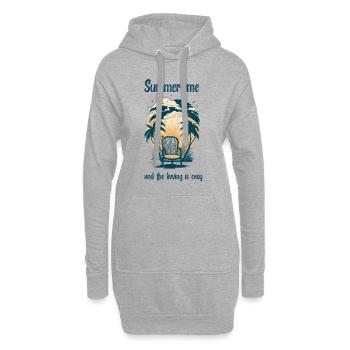 Summertime and the living is easy. Cool saying. - Hoodie Dress - heather grey - Front