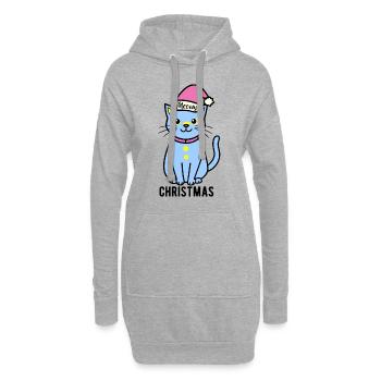 Meowy Christmas - Geschenk mit Katze - Hoodie-Kleid - Grau meliert - Vorne