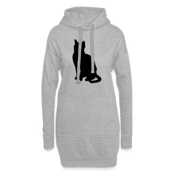 Vektor Katze Silhouette - Hoodie-Kleid - Grau meliert - Vorne