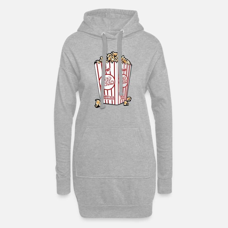 Popcorn. Geschenkidee - Hoodie-Kleid - Grau meliert