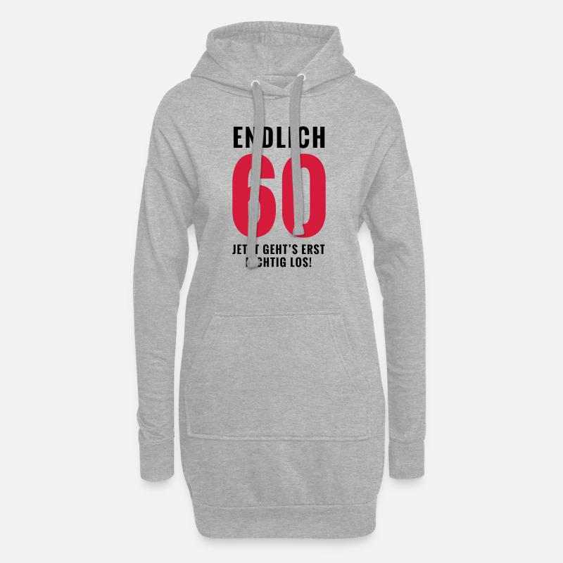 Endlich 60 - Geburtstag - Hoodie-Kleid - Grau meliert