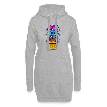 Cadeau de crème glacée pour chats - Sweat-shirt à capuche long Femme - gris chiné - Devant