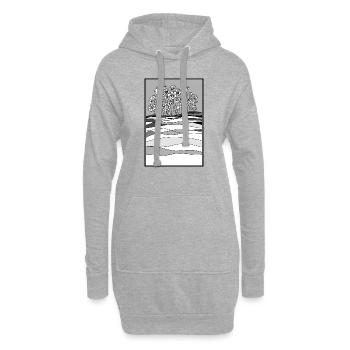 paysage avec des fleurs - Sweat-shirt à capuche long Femme - gris chiné - Devant