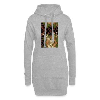 Cerf roi de la forêt - Sweat-shirt à capuche long Femme - gris chiné - Devant