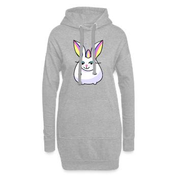 Hase als Einhorn - Hoodie-Kleid - Grau meliert - Vorne