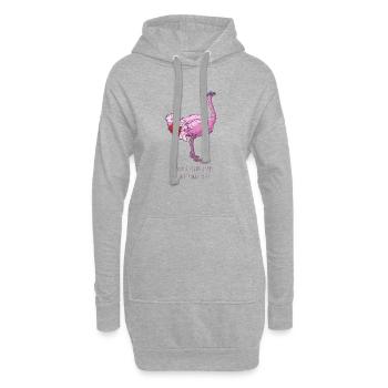 Autruche rose - Sweat-shirt à capuche long Femme - gris chiné - Devant