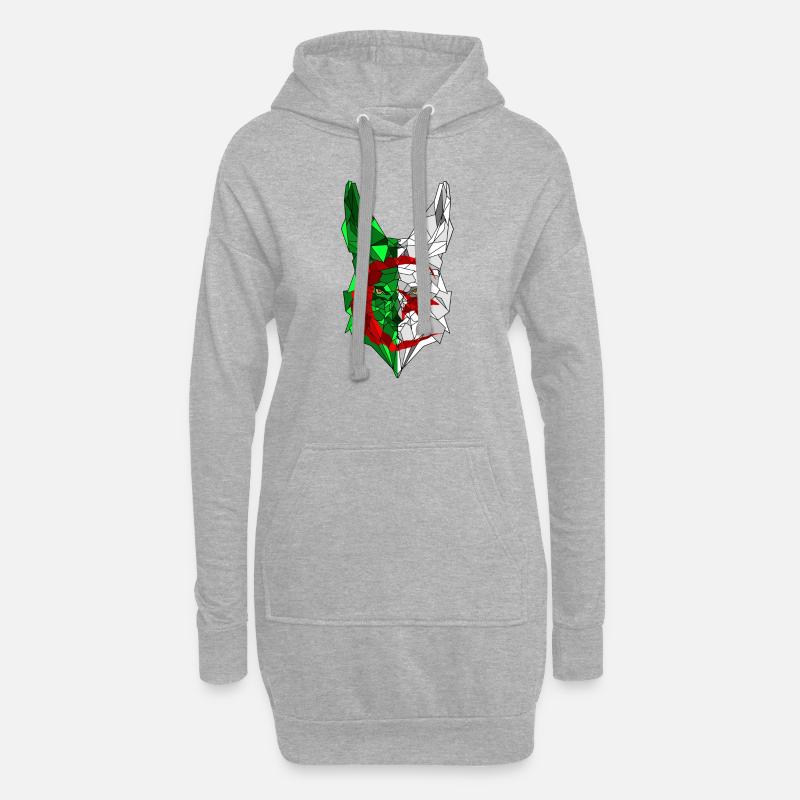 Fennec et drapeau de l'Algérie en polysphère 3 - Sweat-shirt à capuche long Femme - gris chiné