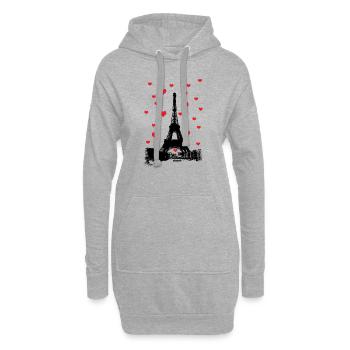 Paris - Sweat-shirt à capuche long Femme - gris chiné - Devant