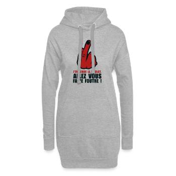 emmerde boulot allez faire foutre insulte humour - Sweat-shirt à capuche long Femme - gris chiné - Devant