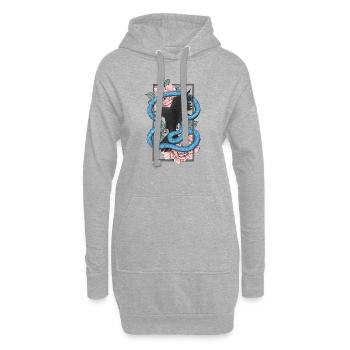 Corbeau + Serpent - Sweat-shirt à capuche long Femme - gris chiné - Devant