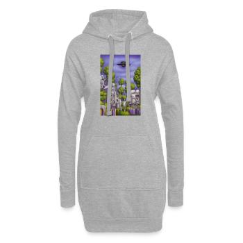 Des arbres devant le ciel - Sweat-shirt à capuche long Femme - gris chiné - Devant