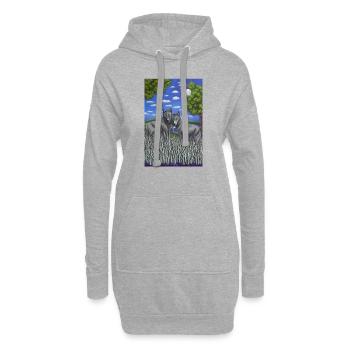 Loups en bois - Sweat-shirt à capuche long Femme - gris chiné - Devant