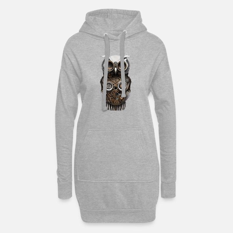 Steampunk verrückte Eule Future Fantasy Design - Hoodie-Kleid - Grau meliert