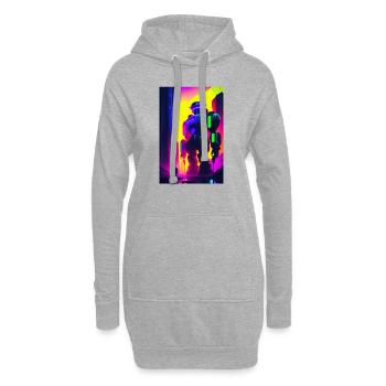 Pink-Lila-Roboter - Hoodie-Kleid - Grau meliert - Vorne