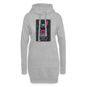 Mignon Noir Bouledogue Français Poster - Sweat-shirt à capuche long Femme - gris chiné - Devant