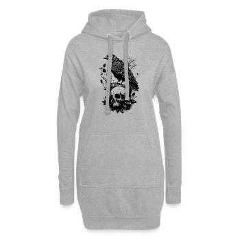 Rabe Totenkopf Wald Tier Vogel Gothic Metal - Hoodie-Kleid - Grau meliert - Vorne