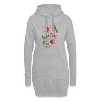 Blumen - Hoodie-Kleid - Grau meliert - Vorne