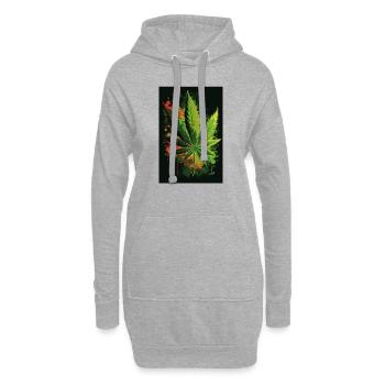 Marihuana Pflanze - Hoodie-Kleid - Grau meliert - Vorne