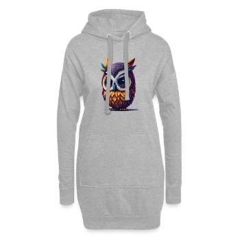 Eule 3 - Hoodie-Kleid - Grau meliert - Vorne