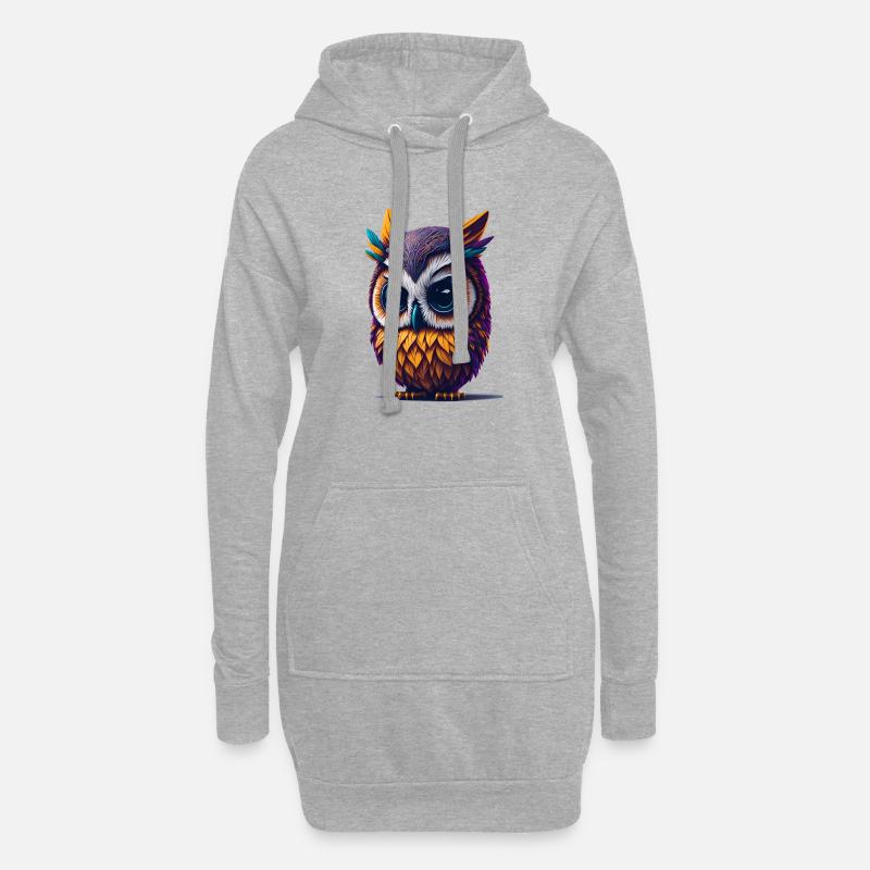 Eule 3 - Hoodie-Kleid - Grau meliert