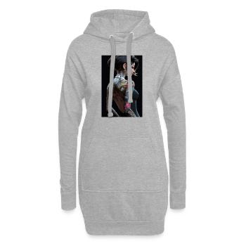 Enchanteresse d’encre: Beauté d’anime dans une robe noire - Sweat-shirt à capuche long Femme - gris chiné - Devant