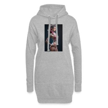 Sakura Splash: Beauté d’anime avec rose et noir - Sweat-shirt à capuche long Femme - gris chiné - Devant