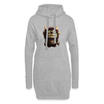 Cartoon Monster - Hoodie-Kleid - Grau meliert - Vorne