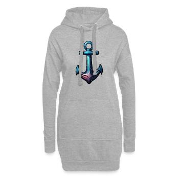 Ancre / Ahoy / Bateau / Bateau / Eau / Mer / Lac - Sweat-shirt à capuche long Femme - gris chiné - Devant