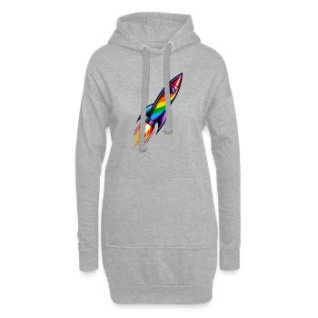 Fusée arc-en-ciel | Lancement d’une fusée - Sweat-shirt à capuche long Femme - gris chiné - Devant