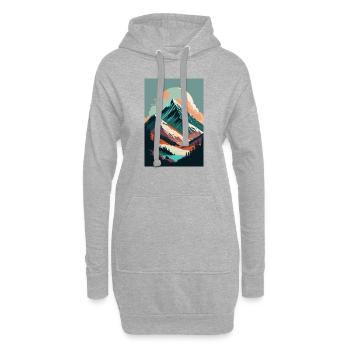 Alpine Eleganz: Minimalistische Schönheit der Berg - Hoodie-Kleid - Grau meliert - Vorne