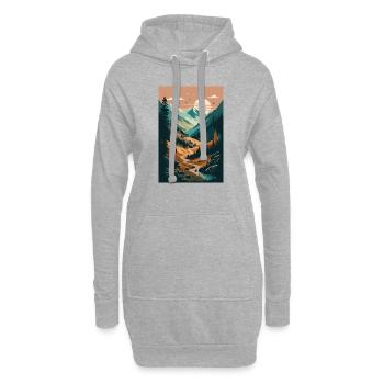 L’élégance alpine : la beauté minimaliste de la montagne - Sweat-shirt à capuche long Femme - gris chiné - Devant