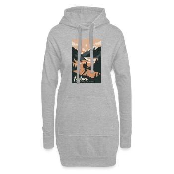 Nature Is Cheaper Than Therapy Mountains Hiking - Hoodie-Kleid - Grau meliert - Vorne