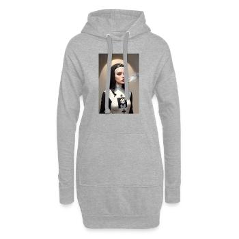 Moderne rauchende Cyberpunk Nonne - Hoodie-Kleid - Grau meliert - Vorne