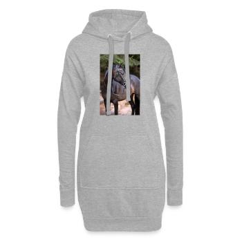 schönes schwarzes Pferd, Lakota vom Regenbogenhof, - Hoodie-Kleid - Grau meliert - Vorne